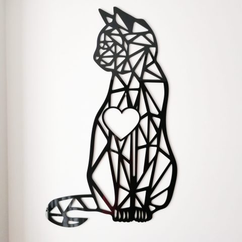 Gato geométrico madera