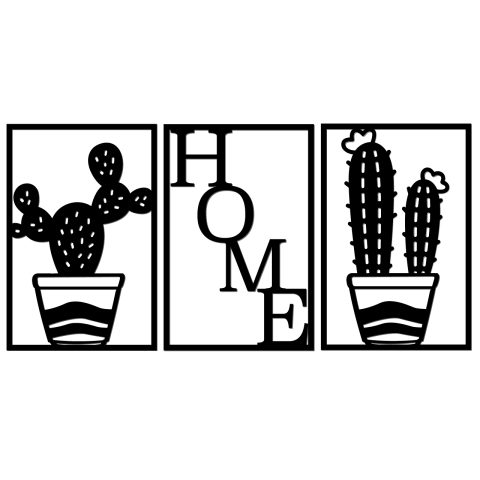 Cuadro tríptico home cactus