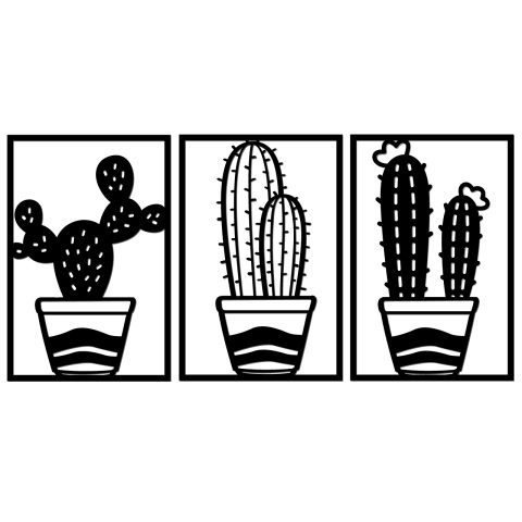 Cuadro tríptico cactus