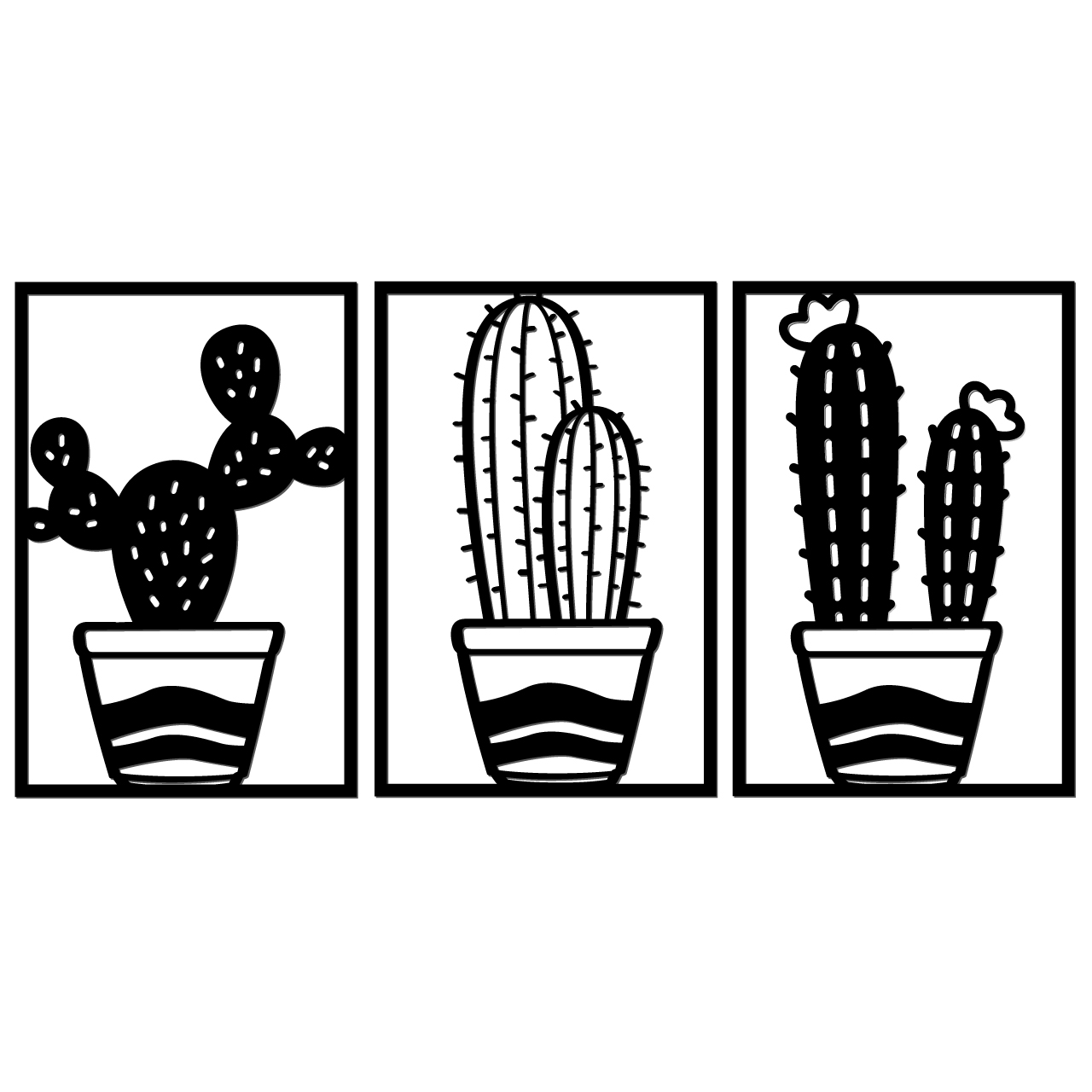 Cuadro tríptico cactus