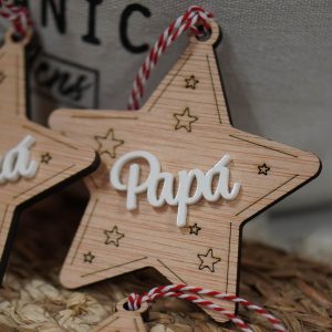 Bola de Navidad (estrella + nombre blanco)